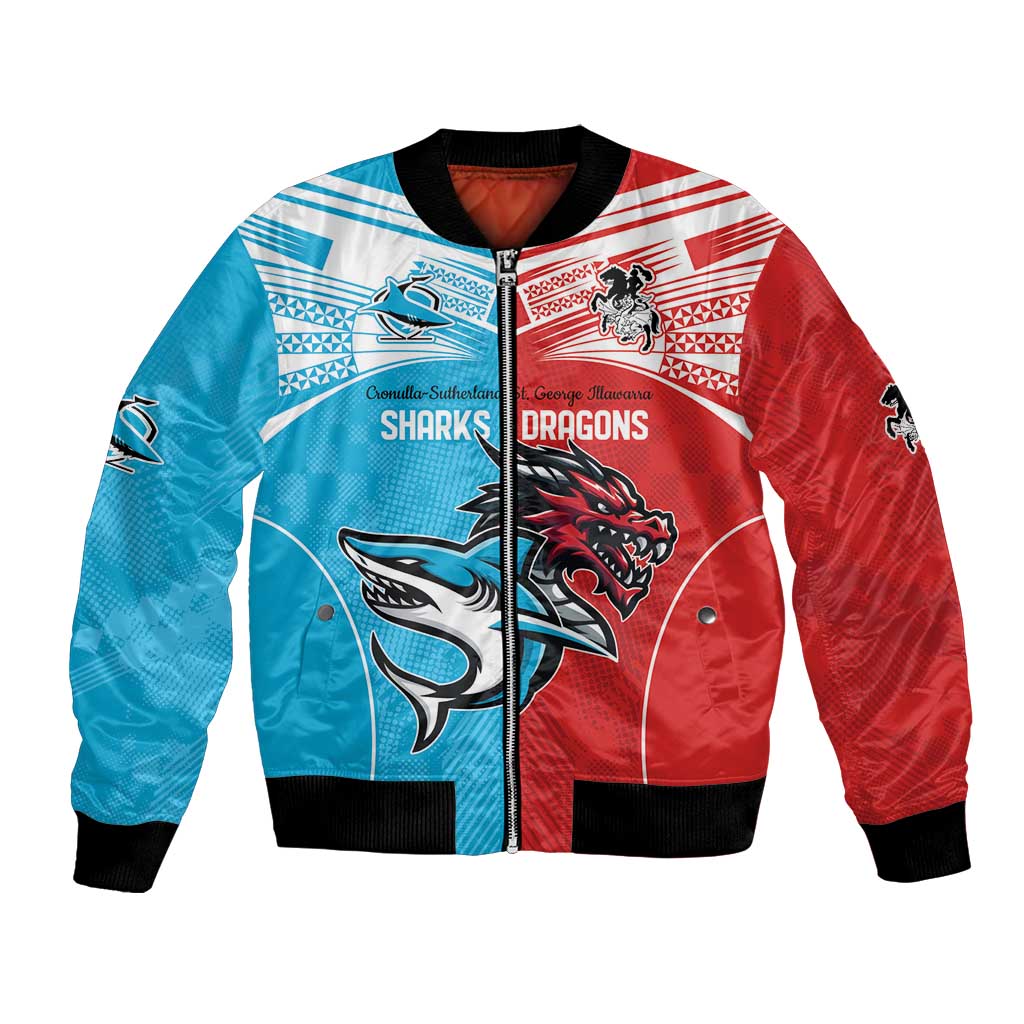 Custom Sharks-Dragons Rugby Bomber Jacket With Sporty Style