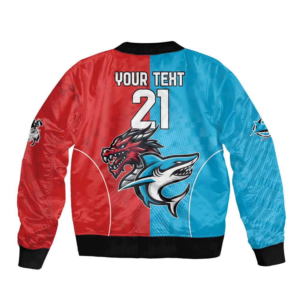 Custom Sharks-Dragons Rugby Bomber Jacket With Sporty Style