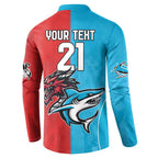 Custom Sharks-Dragons Rugby Button Sweatshirt With Sporty Style