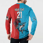 Custom Sharks-Dragons Rugby Button Sweatshirt With Sporty Style