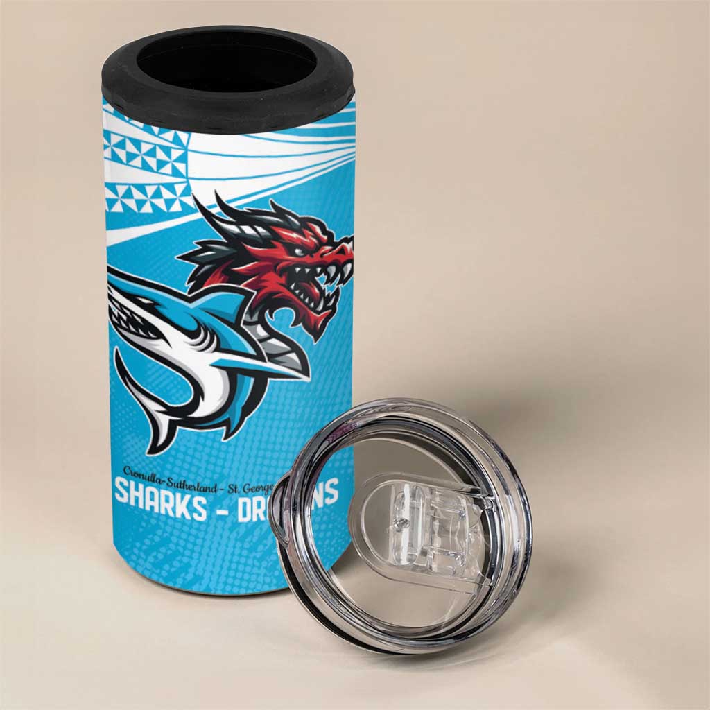 Custom Sharks-Dragons Rugby 4 in 1 Can Cooler Tumbler With Sporty Style