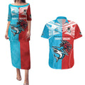 Custom Sharks-Dragons Rugby Couples Matching Puletasi and Hawaiian Shirt With Sporty Style