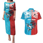Custom Sharks-Dragons Rugby Couples Matching Puletasi and Hawaiian Shirt With Sporty Style