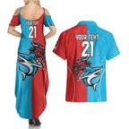 Custom Sharks-Dragons Rugby Couples Matching Summer Maxi Dress and Hawaiian Shirt With Sporty Style