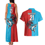 Custom Sharks-Dragons Rugby Couples Matching Tank Maxi Dress and Hawaiian Shirt With Sporty Style