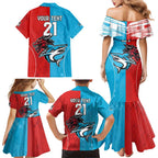Custom Sharks-Dragons Rugby Family Matching Mermaid Dress and Hawaiian Shirt With Sporty Style