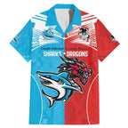 Custom Sharks-Dragons Rugby Family Matching Mermaid Dress and Hawaiian Shirt With Sporty Style