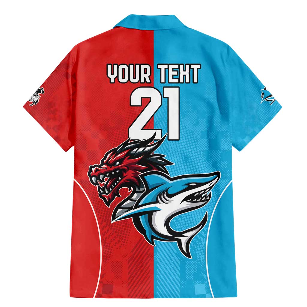 Custom Sharks-Dragons Rugby Family Matching Mermaid Dress and Hawaiian Shirt With Sporty Style