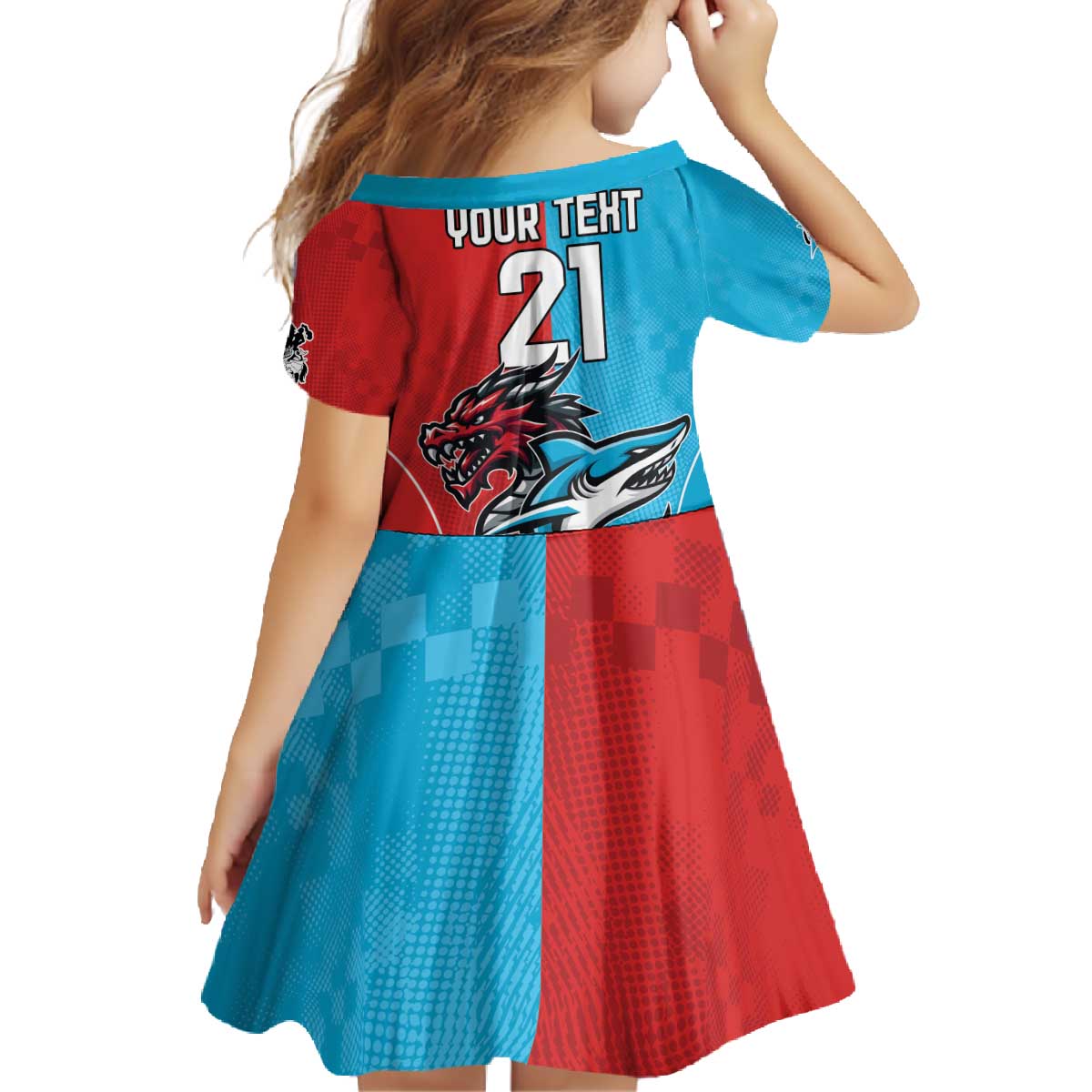 Custom Sharks-Dragons Rugby Family Matching Off The Shoulder Long Sleeve Dress and Hawaiian Shirt With Sporty Style