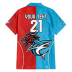 Custom Sharks-Dragons Rugby Family Matching Off The Shoulder Long Sleeve Dress and Hawaiian Shirt With Sporty Style