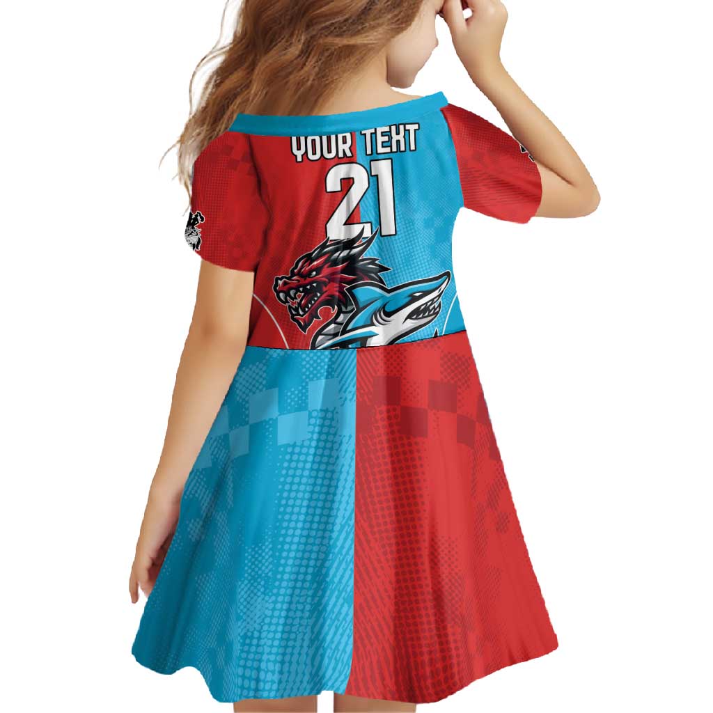 Custom Sharks-Dragons Rugby Family Matching Off Shoulder Maxi Dress and Hawaiian Shirt With Sporty Style