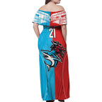 Custom Sharks-Dragons Rugby Family Matching Off Shoulder Maxi Dress and Hawaiian Shirt With Sporty Style