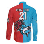 Custom Sharks-Dragons Rugby Family Matching Off Shoulder Short Dress and Hawaiian Shirt With Sporty Style