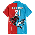 Custom Sharks-Dragons Rugby Family Matching Short Sleeve Bodycon Dress and Hawaiian Shirt With Sporty Style
