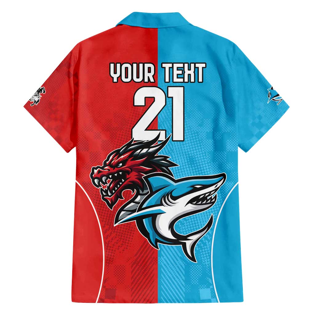 Custom Sharks-Dragons Rugby Family Matching Summer Maxi Dress and Hawaiian Shirt With Sporty Style