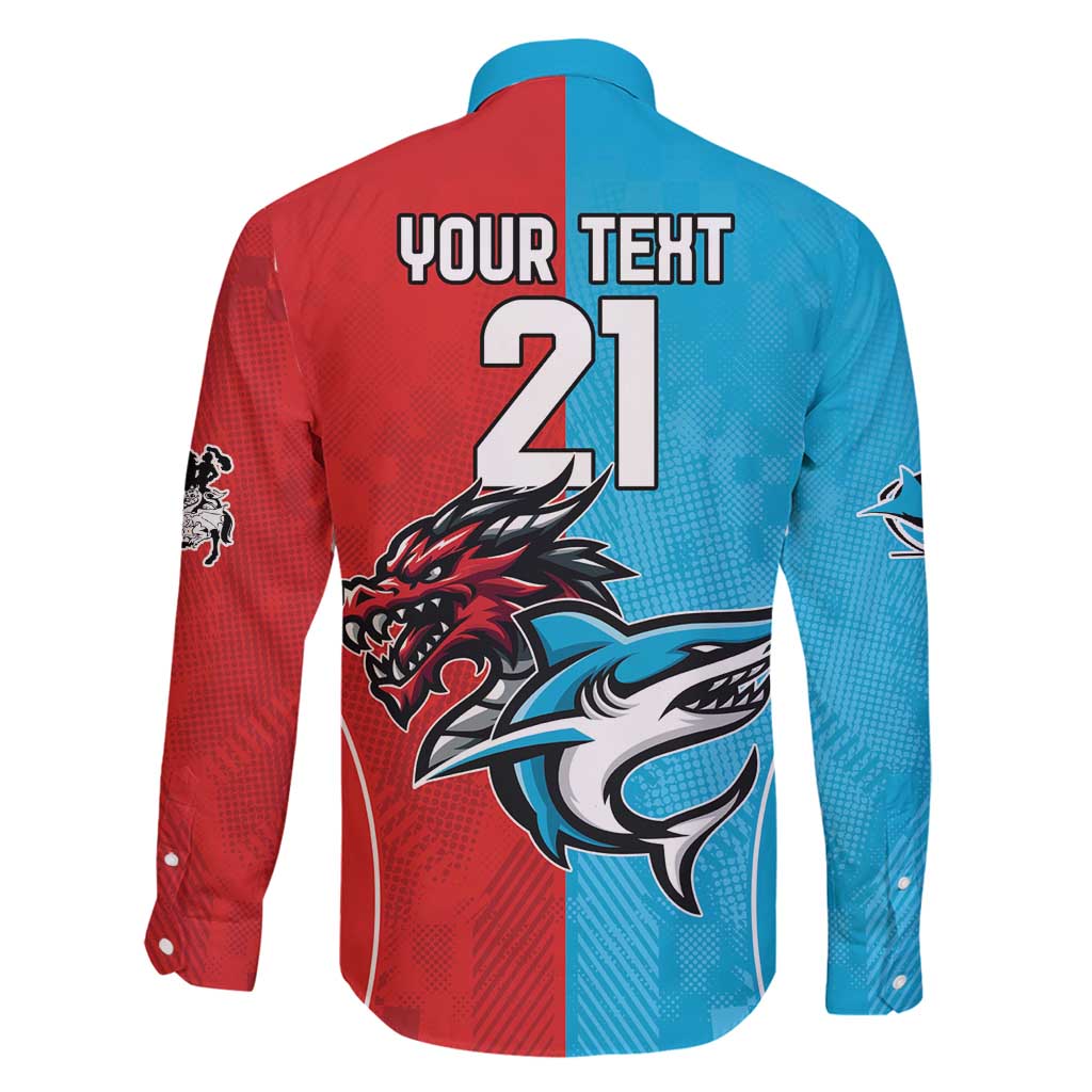 Custom Sharks-Dragons Rugby Family Matching Summer Maxi Dress and Hawaiian Shirt With Sporty Style
