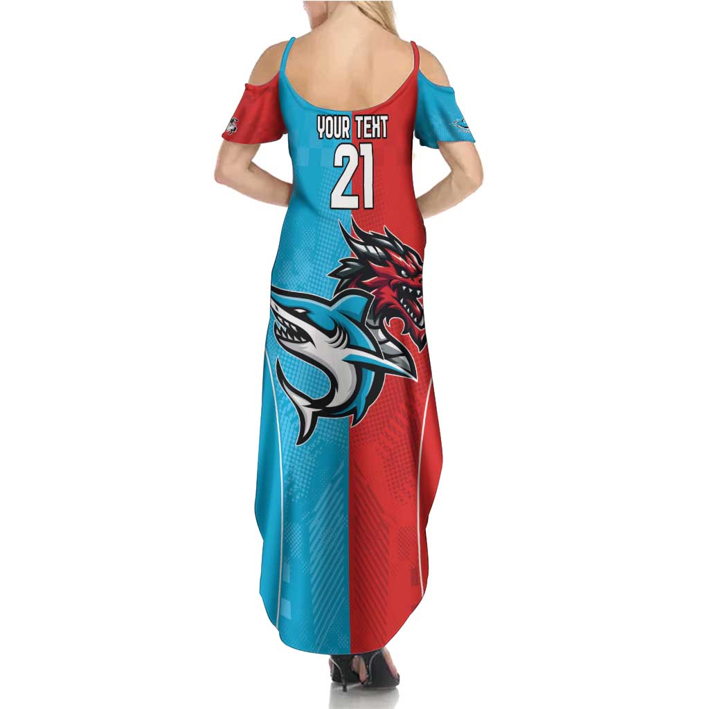 Custom Sharks-Dragons Rugby Family Matching Summer Maxi Dress and Hawaiian Shirt With Sporty Style