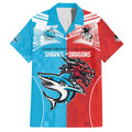 Custom Sharks-Dragons Rugby Family Matching Tank Maxi Dress and Hawaiian Shirt With Sporty Style