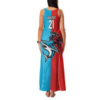 Custom Sharks-Dragons Rugby Family Matching Tank Maxi Dress and Hawaiian Shirt With Sporty Style