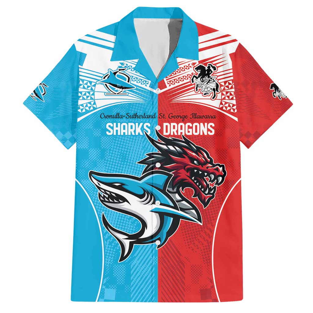 Custom Sharks-Dragons Rugby Hawaiian Shirt With Sporty Style