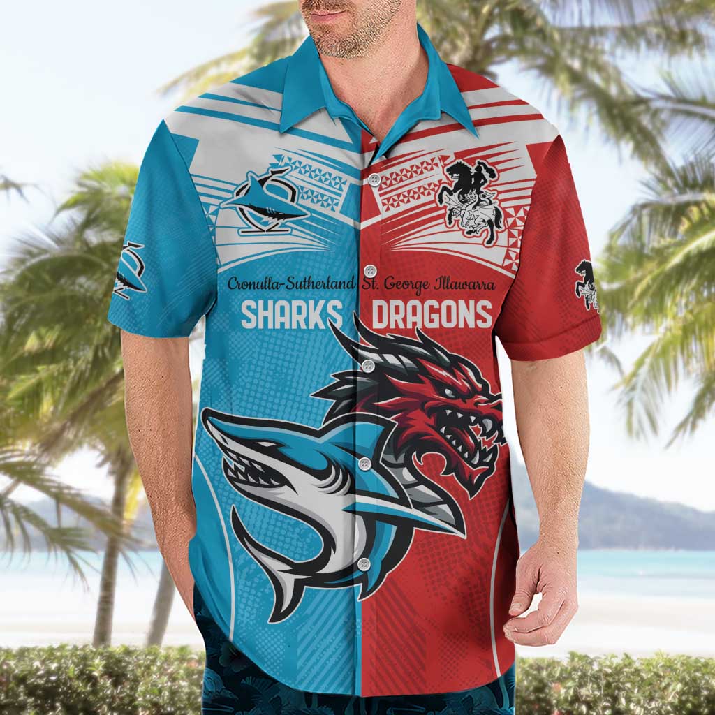 Custom Sharks-Dragons Rugby Hawaiian Shirt With Sporty Style