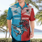 Custom Sharks-Dragons Rugby Hawaiian Shirt With Sporty Style