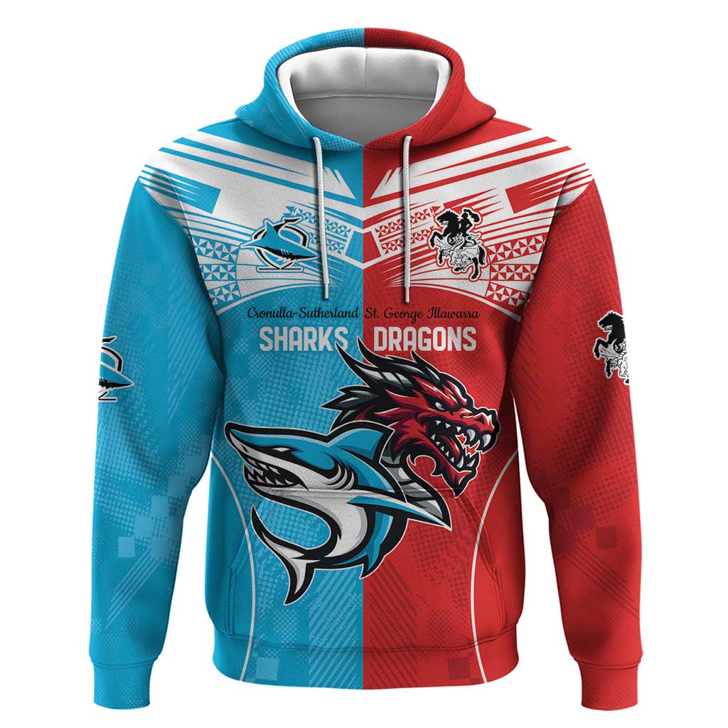 Custom Sharks-Dragons Rugby Hoodie With Sporty Style
