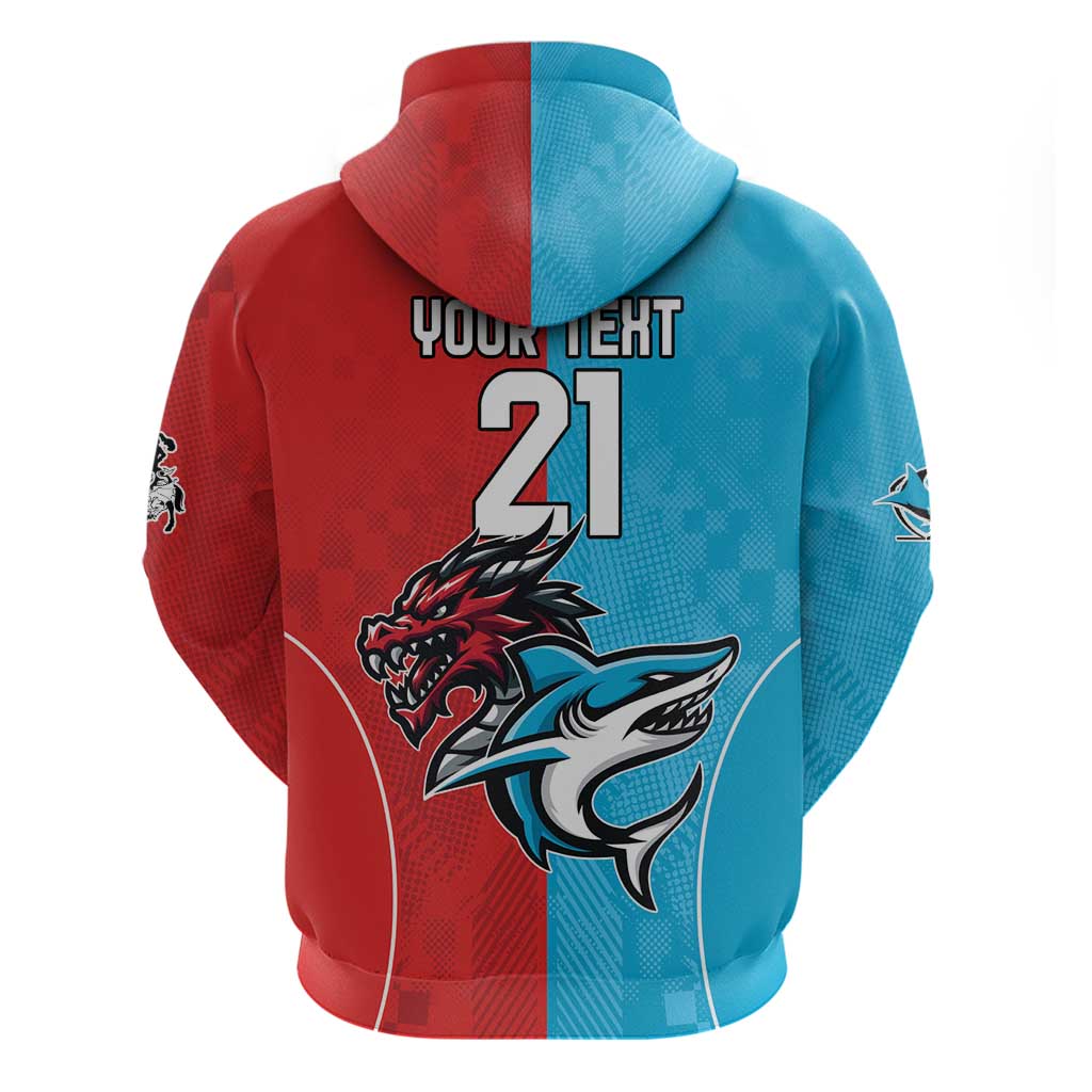 Custom Sharks-Dragons Rugby Hoodie With Sporty Style