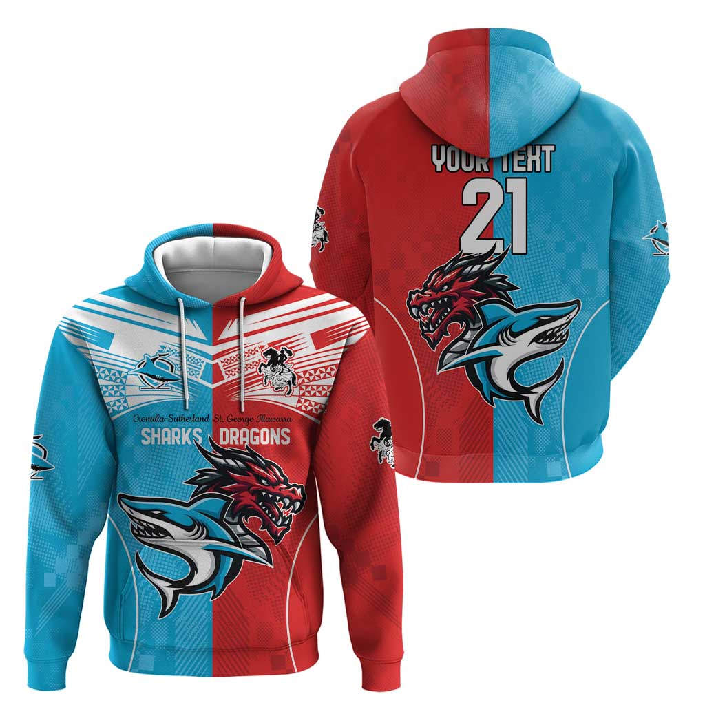 Custom Sharks-Dragons Rugby Hoodie With Sporty Style