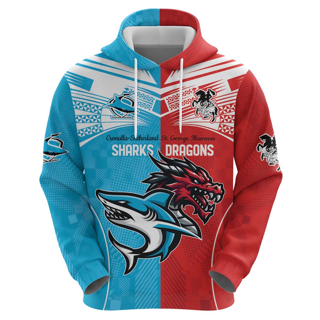Custom Sharks-Dragons Rugby Hoodie With Sporty Style