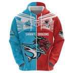 Custom Sharks-Dragons Rugby Hoodie With Sporty Style