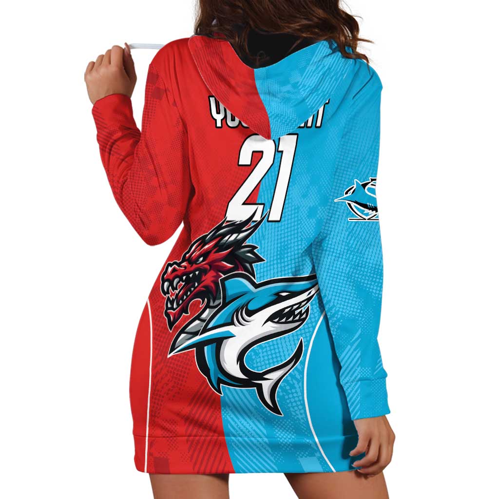 Custom Sharks-Dragons Rugby Hoodie Dress With Sporty Style