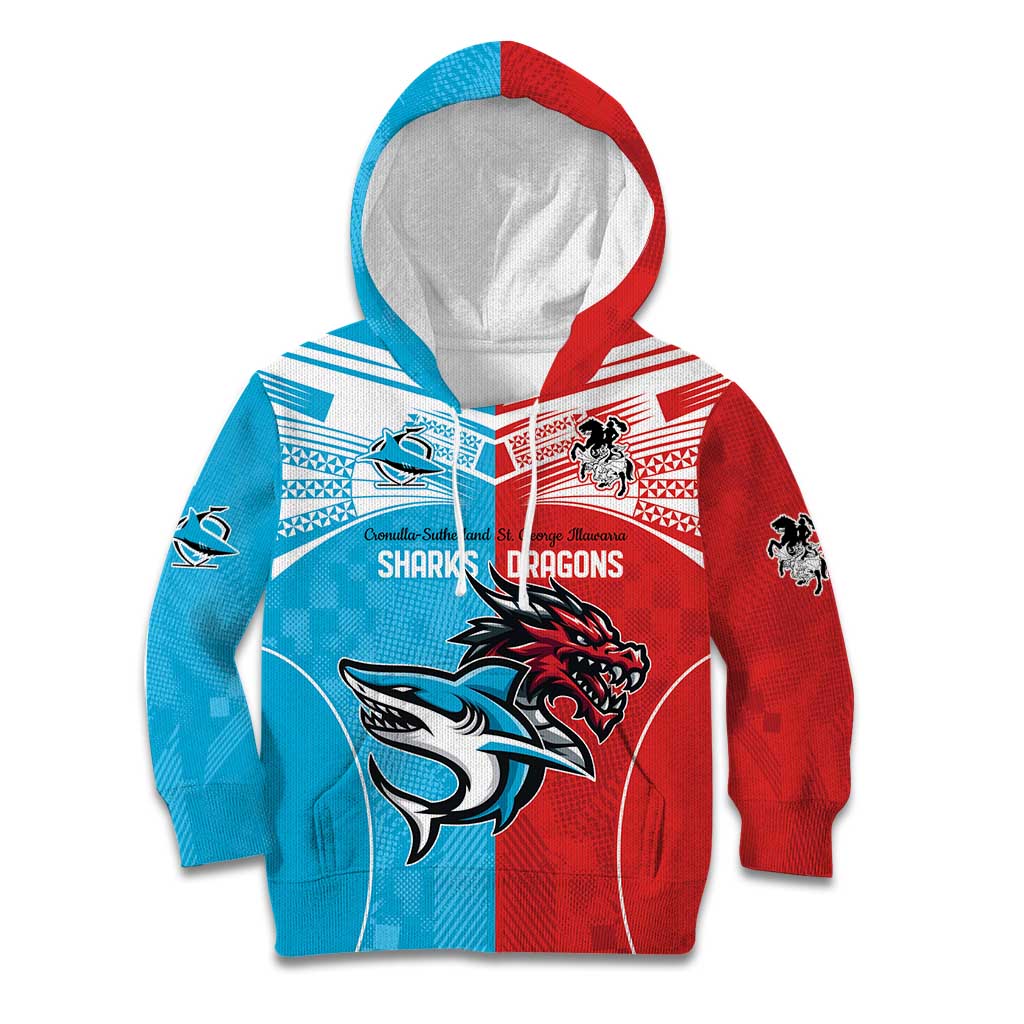 Custom Sharks-Dragons Rugby Kid Hoodie With Sporty Style