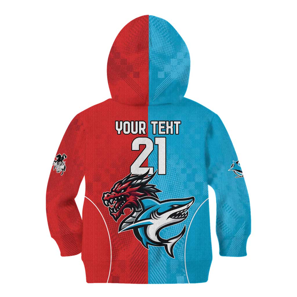Custom Sharks-Dragons Rugby Kid Hoodie With Sporty Style