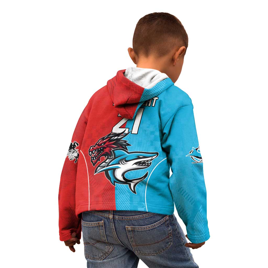 Custom Sharks-Dragons Rugby Kid Hoodie With Sporty Style