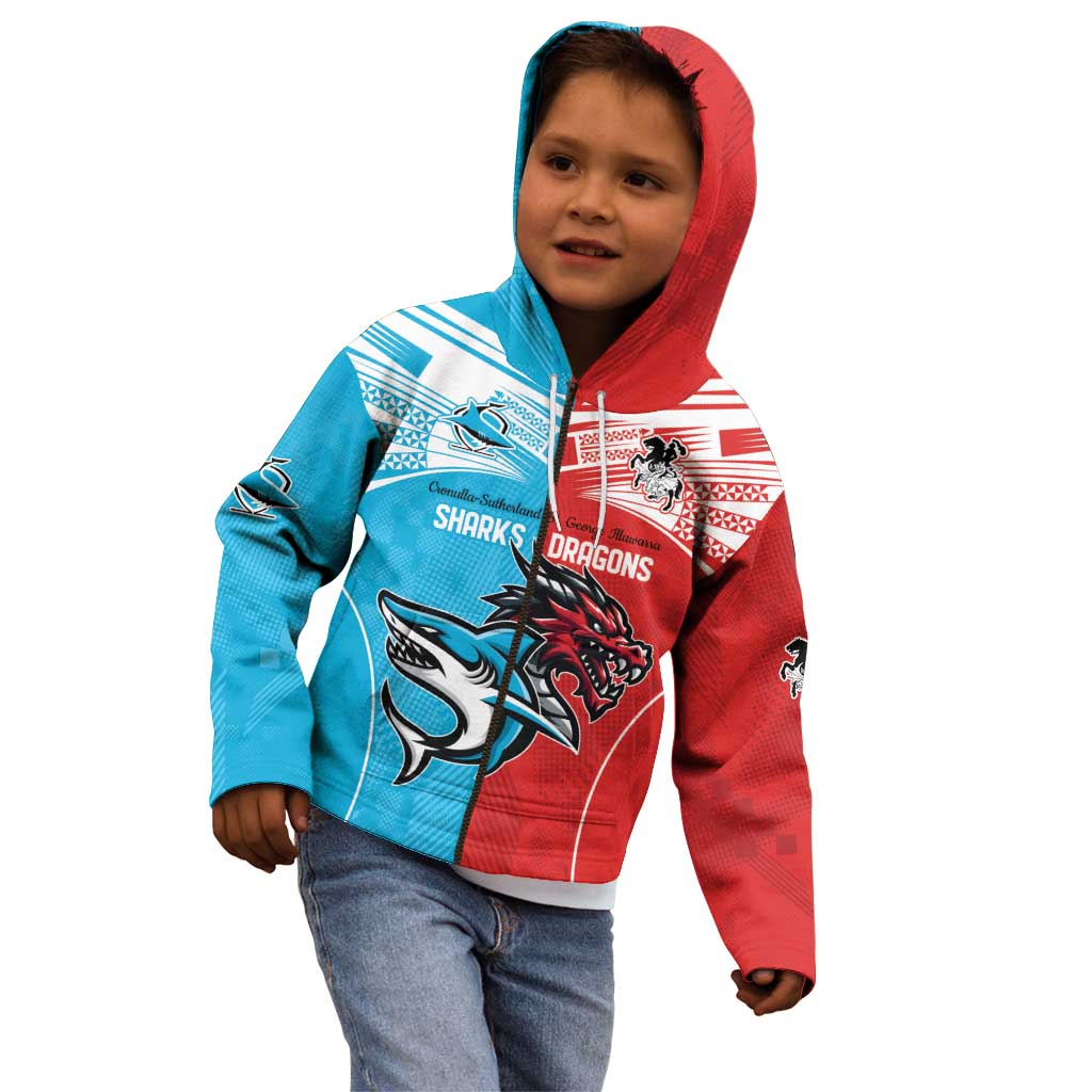 Custom Sharks-Dragons Rugby Kid Hoodie With Sporty Style