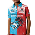 Custom Sharks-Dragons Rugby Kid Polo Shirt With Sporty Style