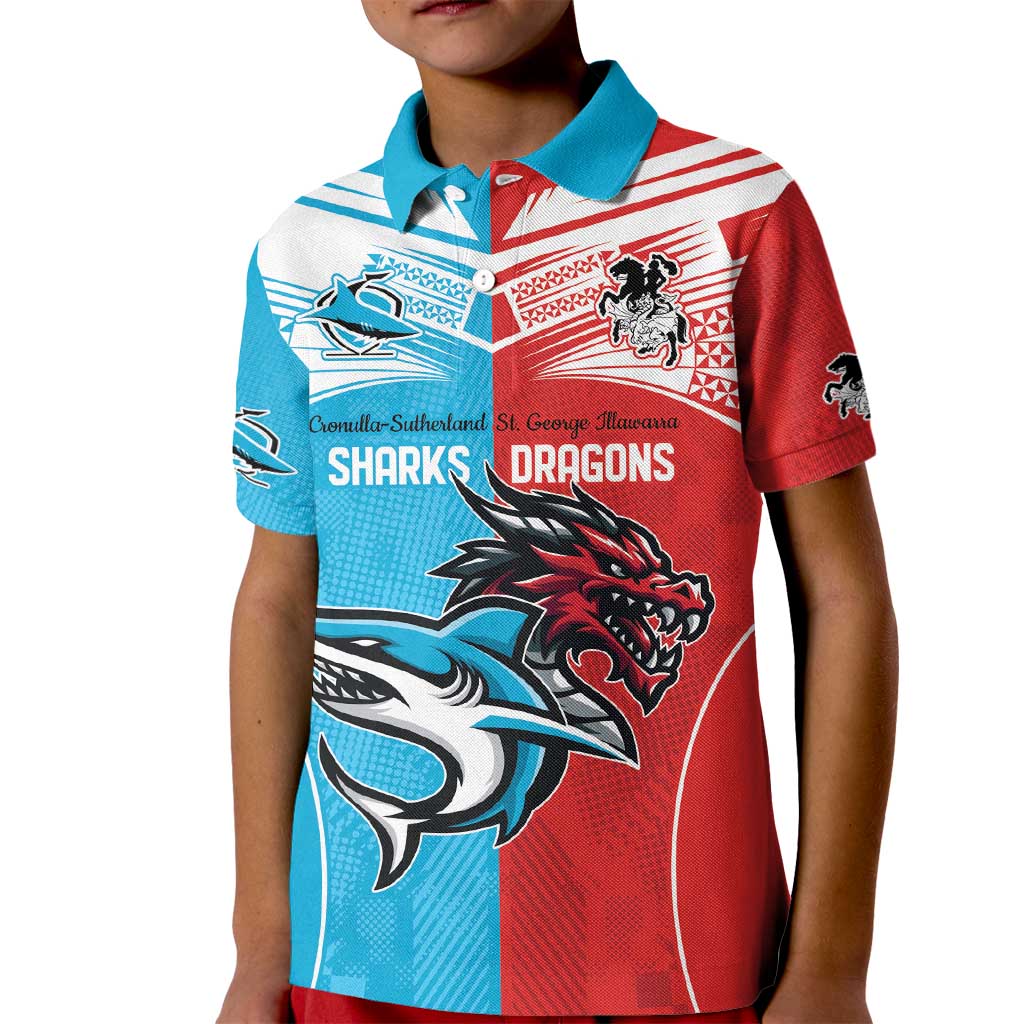 Custom Sharks-Dragons Rugby Kid Polo Shirt With Sporty Style