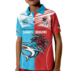 Custom Sharks-Dragons Rugby Kid Polo Shirt With Sporty Style