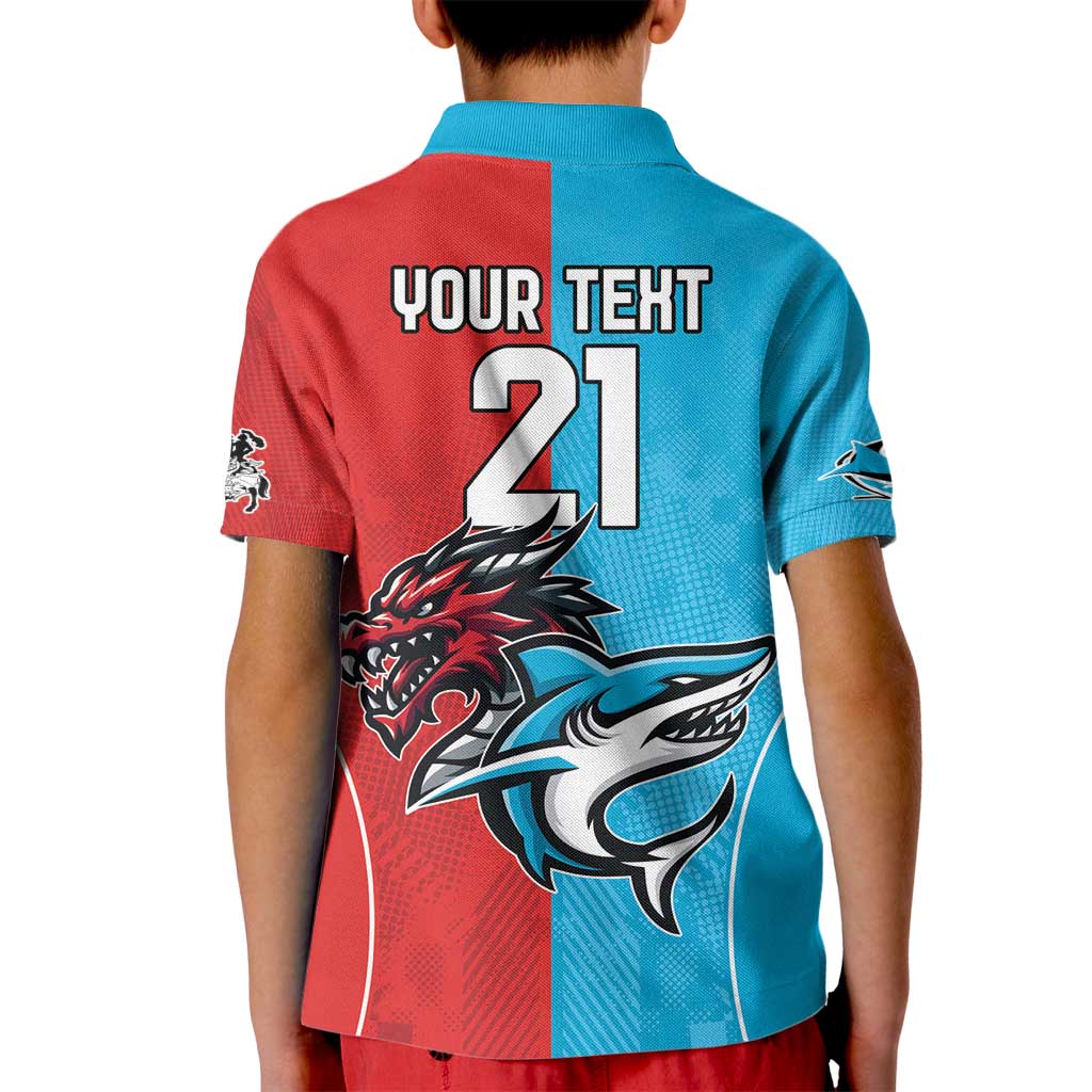 Custom Sharks-Dragons Rugby Kid Polo Shirt With Sporty Style