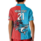 Custom Sharks-Dragons Rugby Kid Polo Shirt With Sporty Style