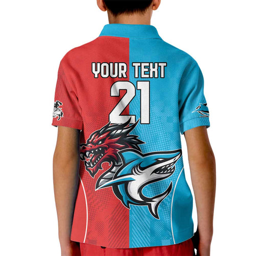 Custom Sharks-Dragons Rugby Kid Polo Shirt With Sporty Style