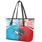 Custom Sharks-Dragons Rugby Leather Tote Bag With Sporty Style