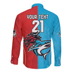 Custom Sharks-Dragons Rugby Long Sleeve Button Shirt With Sporty Style