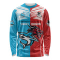 Custom Sharks-Dragons Rugby Long Sleeve Shirt With Sporty Style