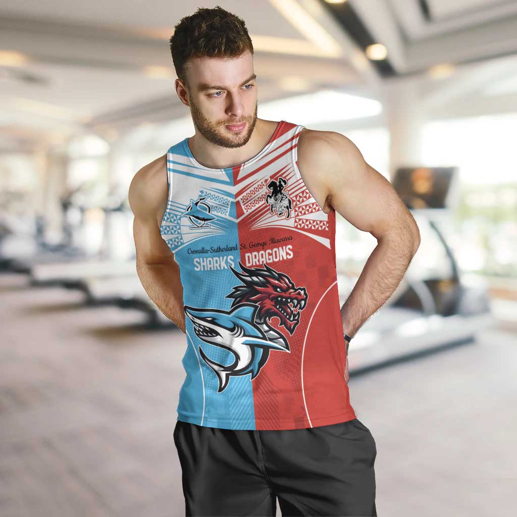 Custom Sharks-Dragons Rugby Men Tank Top With Sporty Style