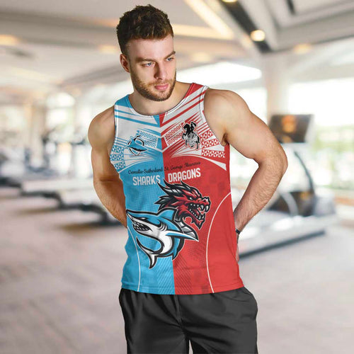 Custom Sharks-Dragons Rugby Men Tank Top With Sporty Style