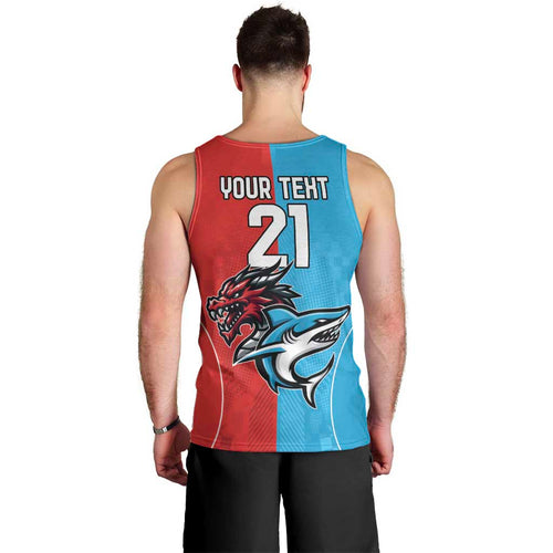 Custom Sharks-Dragons Rugby Men Tank Top With Sporty Style