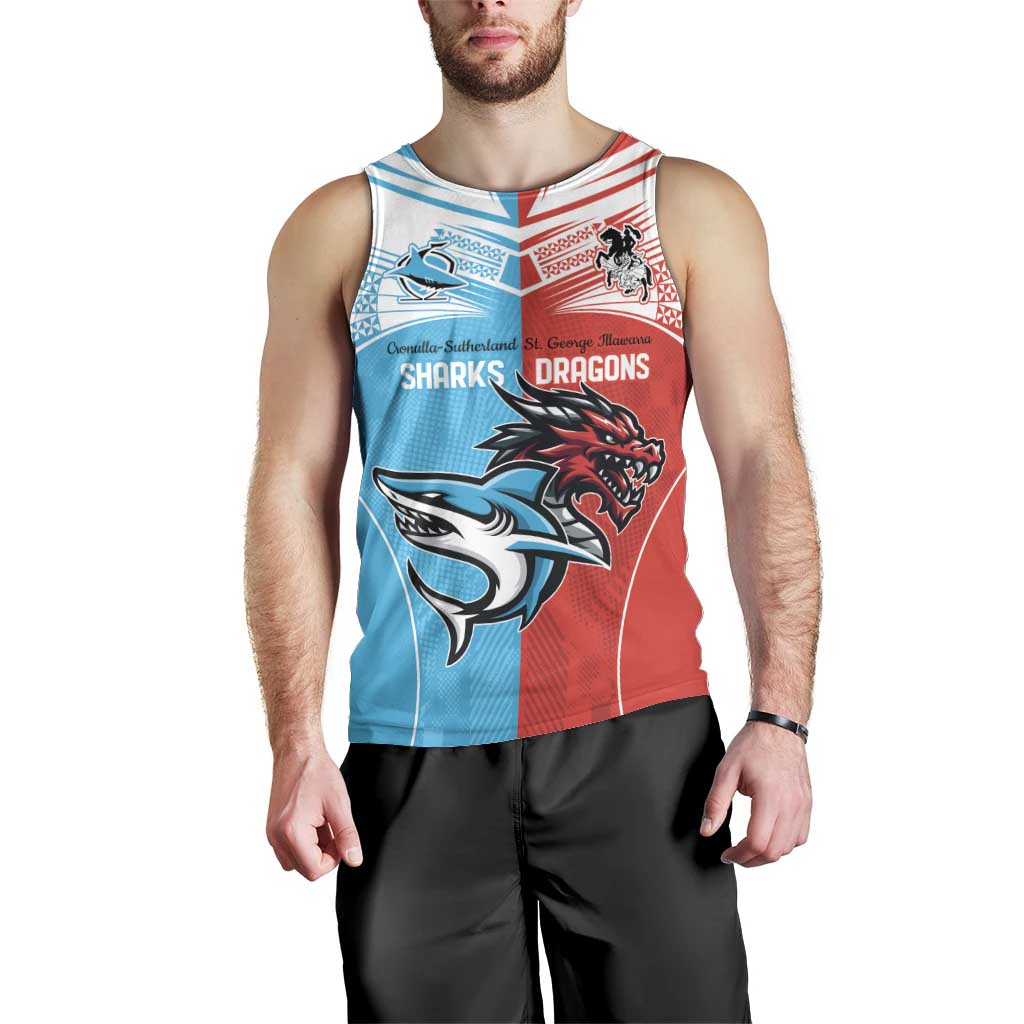 Custom Sharks-Dragons Rugby Men Tank Top With Sporty Style