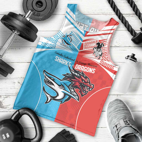Custom Sharks-Dragons Rugby Men Tank Top With Sporty Style